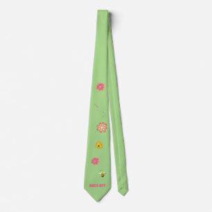 BUZZ OFF Bright Flowers and Bumble Bees    Tie