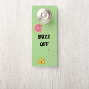 BUZZ OFF Come In Custom Bumblebee Themed Door Hanger