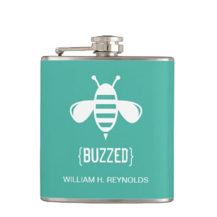 {BUZZED} Bridal Party Buzzed Bee Gift (aqua) Hip Flask