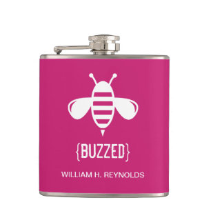 {BUZZED} Bridal Party Buzzed Bee Gift (fuchsia) Hip Flask