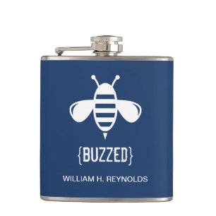 {BUZZED} Bridal Party Buzzed Bee Gift (navy) Hip Flask