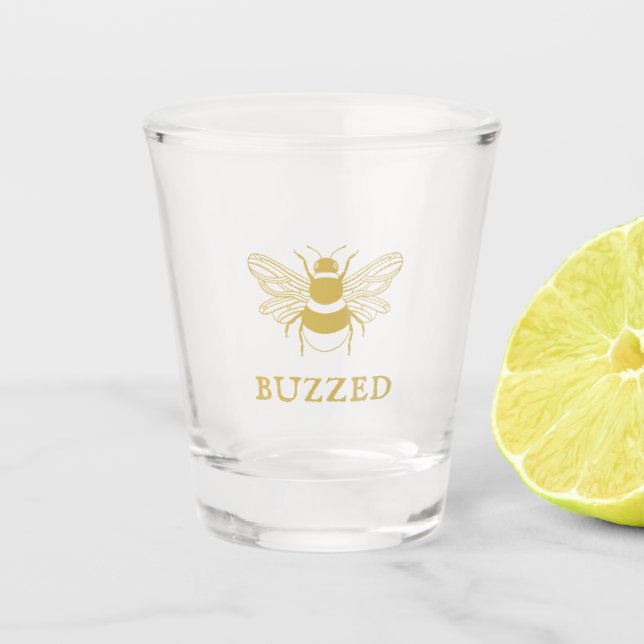 Buzzed Funny Bee Shot Glass (Front)