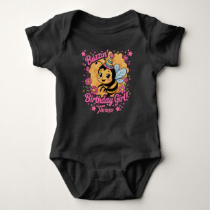 Buzzin' Birthday Girl Bee Theme Cute Bee Lover Baby Bodysuit