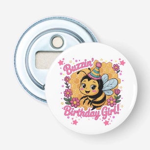 Buzzin' Birthday Girl Bee Theme  Cute Bee Lover  Bottle Opener