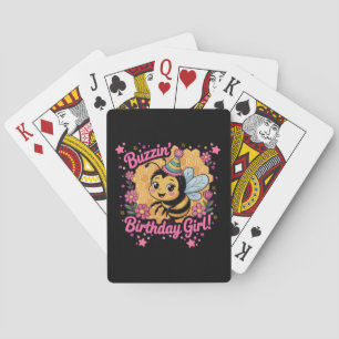 Buzzin' Birthday Girl Bee Theme Cute Bee Lover Playing Cards