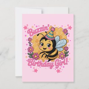 Buzzin' Birthday Girl Bee Theme  Cute Bee Lover  Postcard