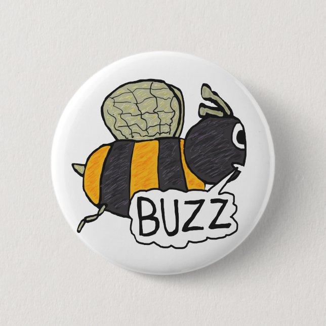 Buzzing Bee 6 Cm Round Badge (Front)