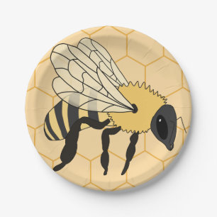 Buzzing Bee Honeycomb Beehive Paper Plate