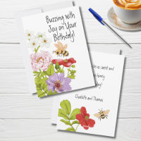Buzzing Bee With Joy on Your Birthday Card