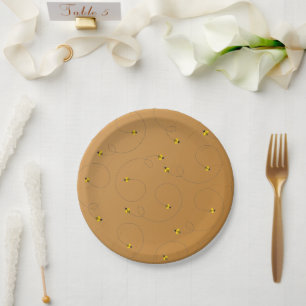 Buzzing Bees Baby Shower Amber Paper Plate