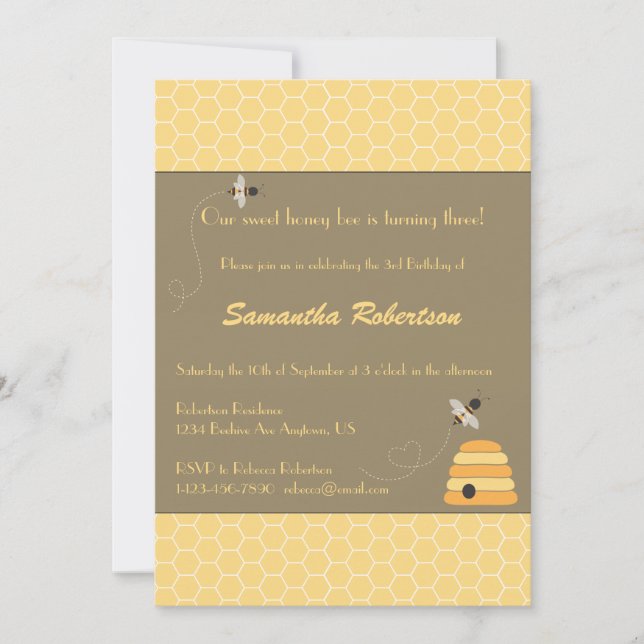 Buzzing Bees Birthday Invitation (Front)