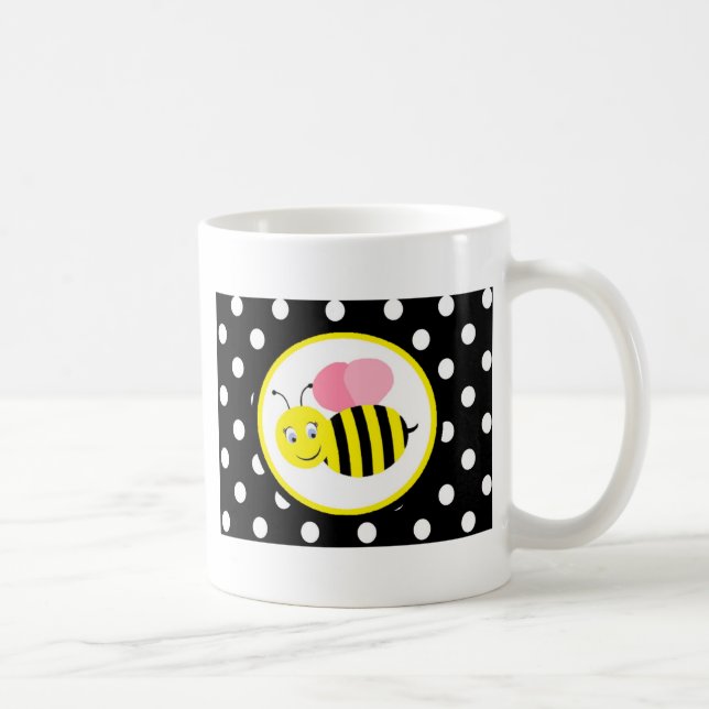 Buzzing Bumble Bee - Pink / Black Coffee Mug (Right)