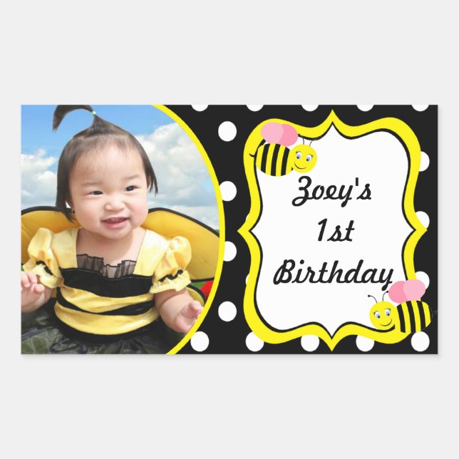 Buzzing Bumble Bee - Pink / Black Rectangular Sticker (Front)