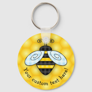 Buzzing Bumblebee and Honeycomb Icon Key Ring