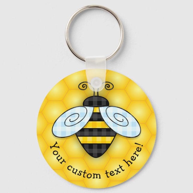 Buzzing Bumblebee and Honeycomb Icon Key Ring (Front)