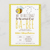 BUZZING For ARRIVAL of BA BEE Baby Shower Yellow