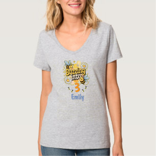 Buzzing Into Custom Name and Age Cute Bee Birthday T-Shirt