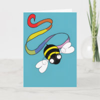 Buzzing Rainbow Bee Card (Blank Inside)