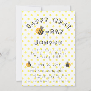 Buzzing with Celebration Honey Bee First Birthday  Invitation