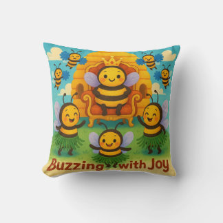 Buzzing with Joy – Cute Bee Kingdom Celebration Cushion