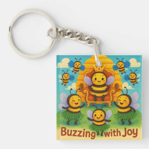 Buzzing with Joy – Cute Bee Kingdom Celebration  Key Ring