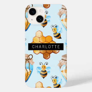Buzzy Bee And Honey Hive Pattern Personalised Case-Mate iPhone 14 Case