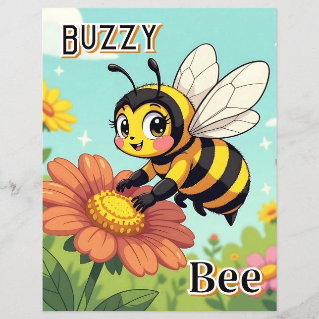 Buzzy Bee | Cute Cartoon Kid's Nursery Art (Front)