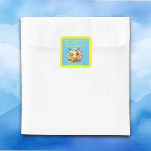 Buzzy beginnings honeybee-to-bee Baby Shower Square Sticker