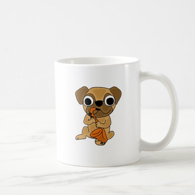 BV- Pug Playing Saxophone Cartoon Coffee Mug (Right)