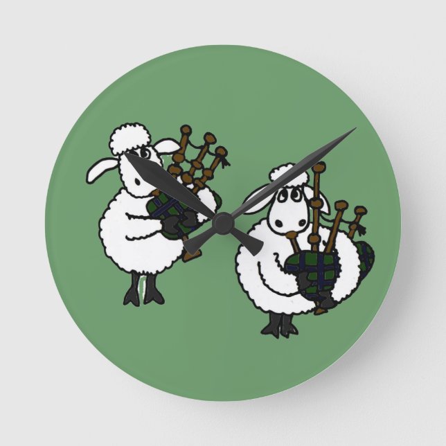 BV- Sheep Playing Bagpipes Clock (Front)