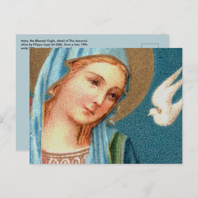 BVM & Holy Spirit from Lippi's Annunciation (Det.) Postcard (Front/Back)