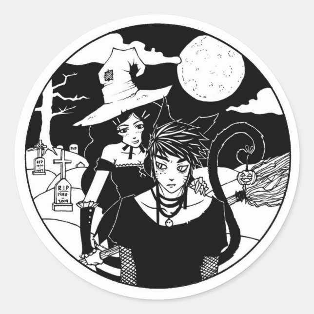 BW14 CLASSIC ROUND STICKER (Front)