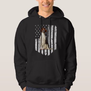 BW American Flag Irish Red and White Setter 4th Of Hoodie