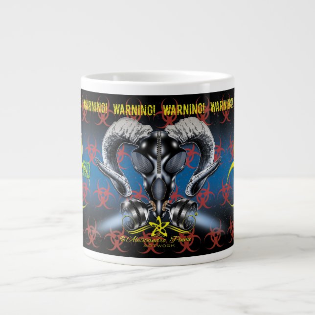 BW! BIOHAZARD WARNING! SKULL LARGE COFFEE MUG (Front)