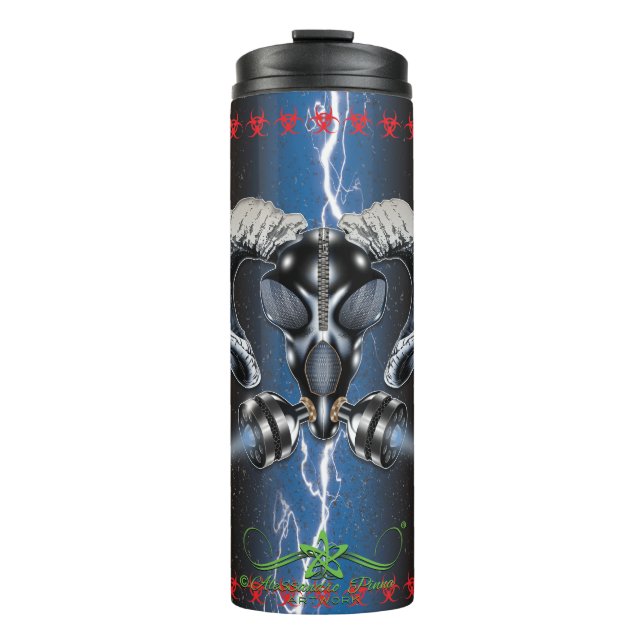 BW! BIOHAZARD WARNING! SKULL THERMAL TUMBLER (Front)