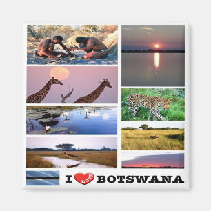BW - Botswana - I Love - Collage Magnet
