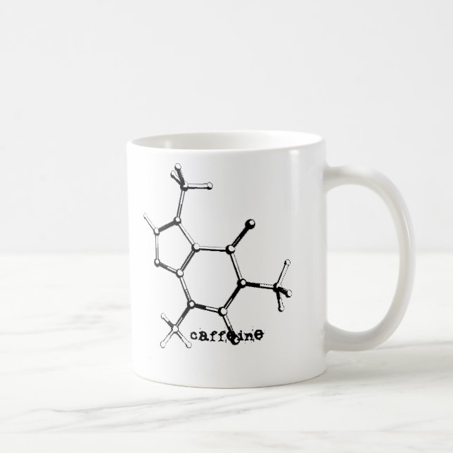 bw caffein_molecule, caffeine, caffeine coffee mug (Right)