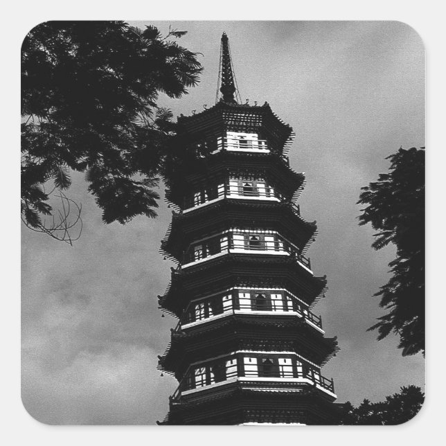 BW China Canton the flowery pagoda 1970 Square Sticker (Front)