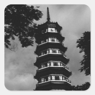 BW China Canton the flowery pagoda 1970 Square Sticker