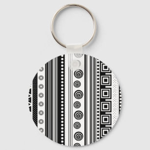 BW decorative aztec texture Key Ring