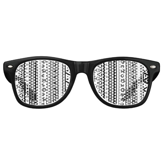 BW decorative aztec texture Retro Sunglasses (Front)