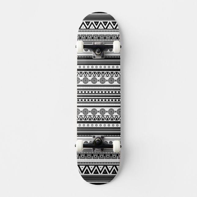 BW decorative aztec texture Skateboard (Front)
