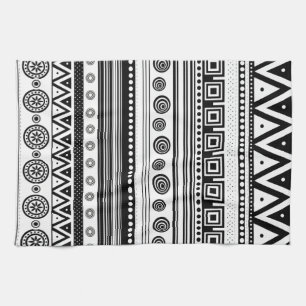 BW decorative aztec texture Tea Towel
