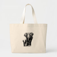BW Elephant & Baby Elephant