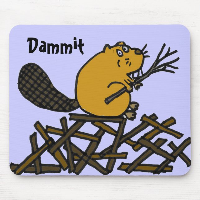 BW- Funny Beaver Mousepad (Front)