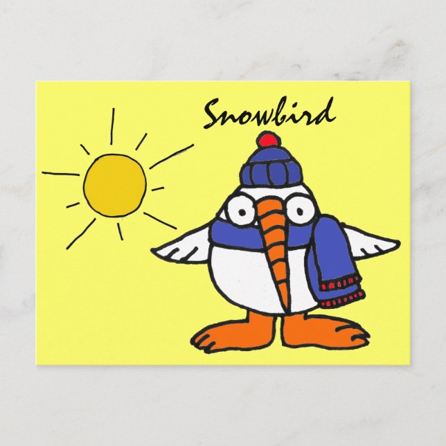 BW- Funny Snowbird Postcard (Front)