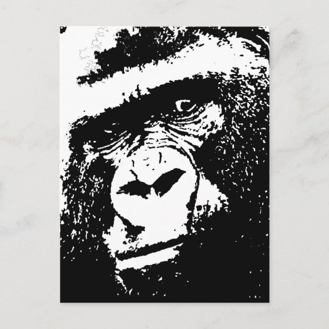 BW Gorilla Face Postcard (Front)
