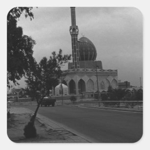 BW Iraq Baghdad Buniya Mosque 1970 Square Sticker