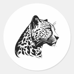 BW Minimalist Leopard Design Classic Round Sticker
