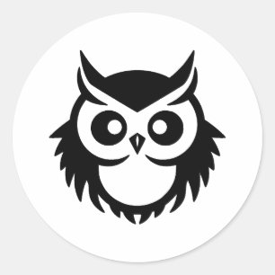 BW Minimalist Owl Baby Design Classic Round Sticker